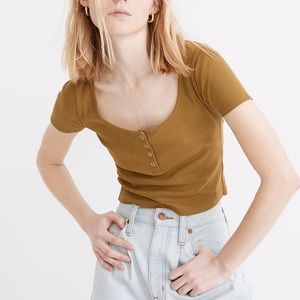 Madewell ribbed Henley high crop top